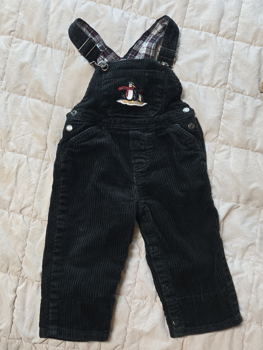 The Children's Place Black Corduroy Penguin Overalls